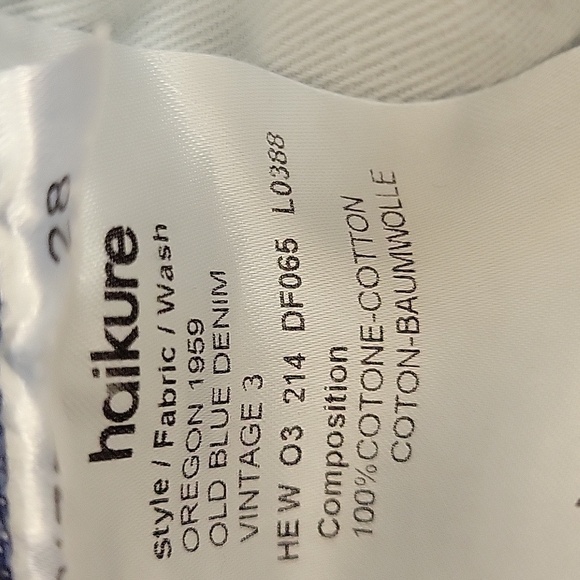 Haikure men's destructed Classic Blue Denim Jeans sz 28 x 28 button fly cotton - Picture 5 of 6